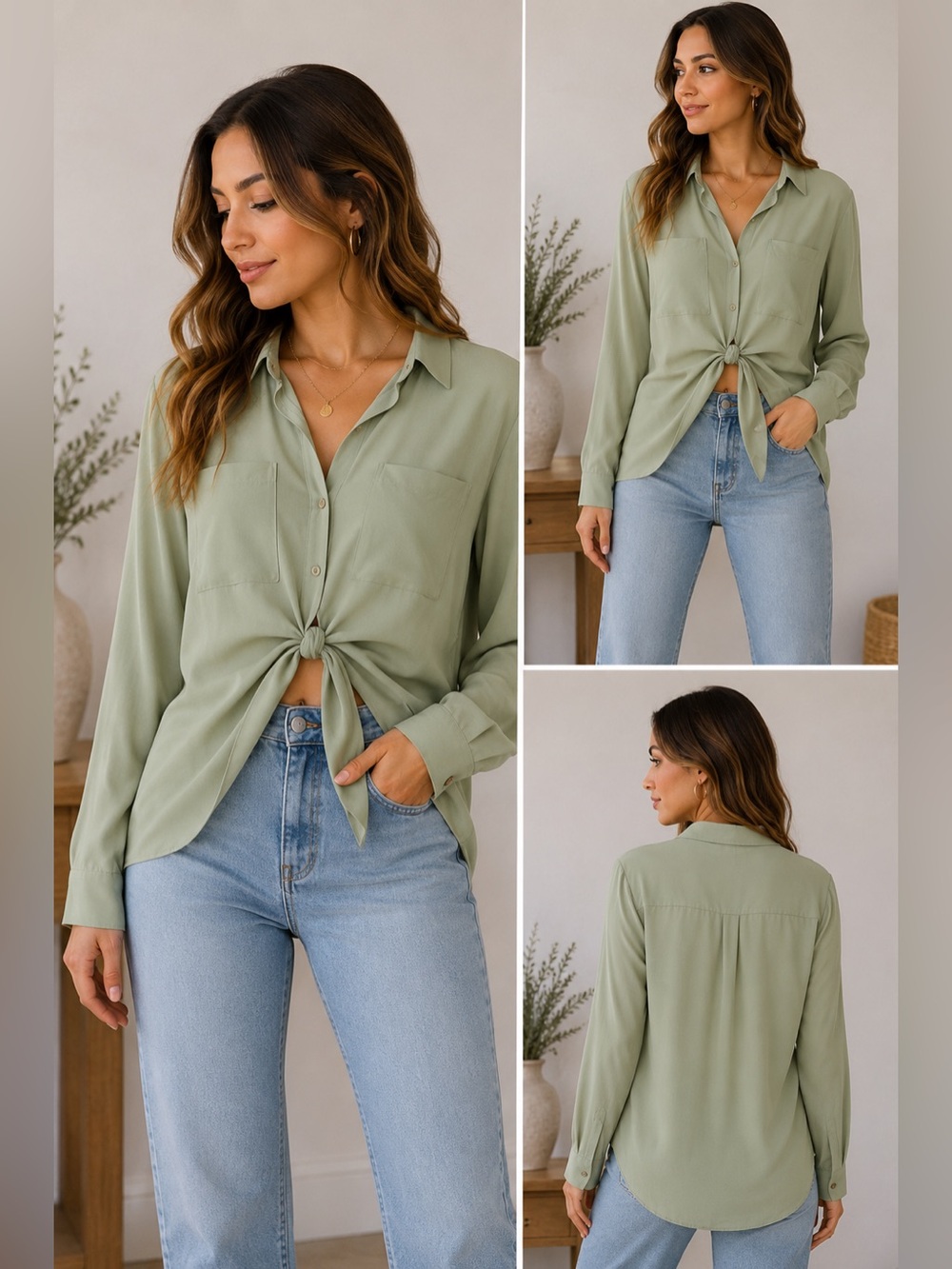 Maeve Anthropologie Green Button Up Utility Blouse Long Sleeve XS